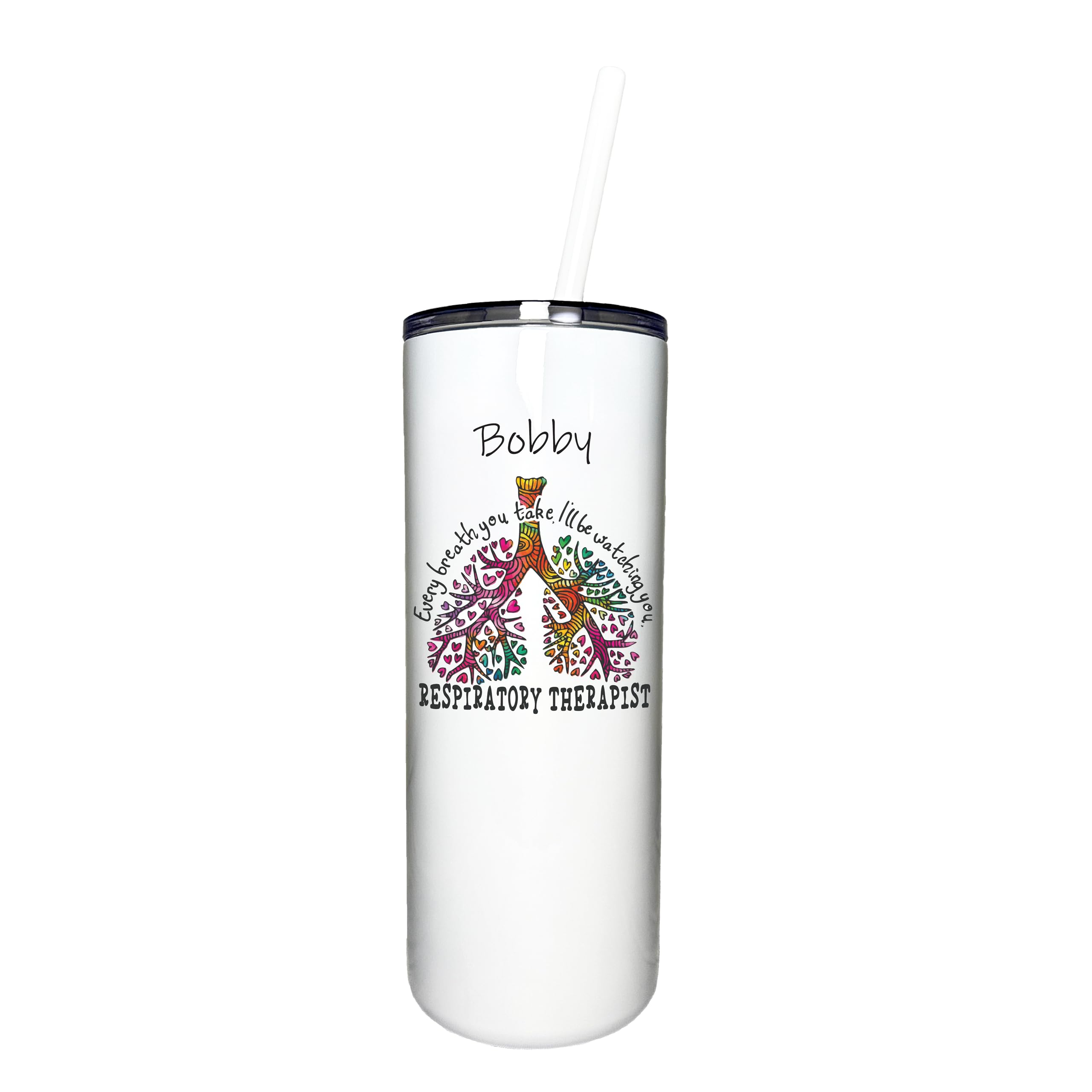 AVITO Personalized Respiratory Therapist Tumbler - 18oz Vacuum Insulated Stainless Steel Cup with Leak-Proof Lid & Straw - Perfect Gift for Medical Professionals, Nurses & Healthcare Workers