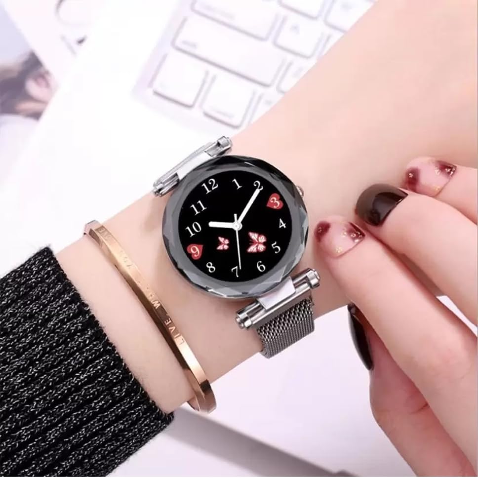 Elegant Floral Magnetic Watch Set for Women - Stylish Casual Analog Wristwatch with Adjustable Band - Perfect for Everyday Wear, Office, and Special Occasions