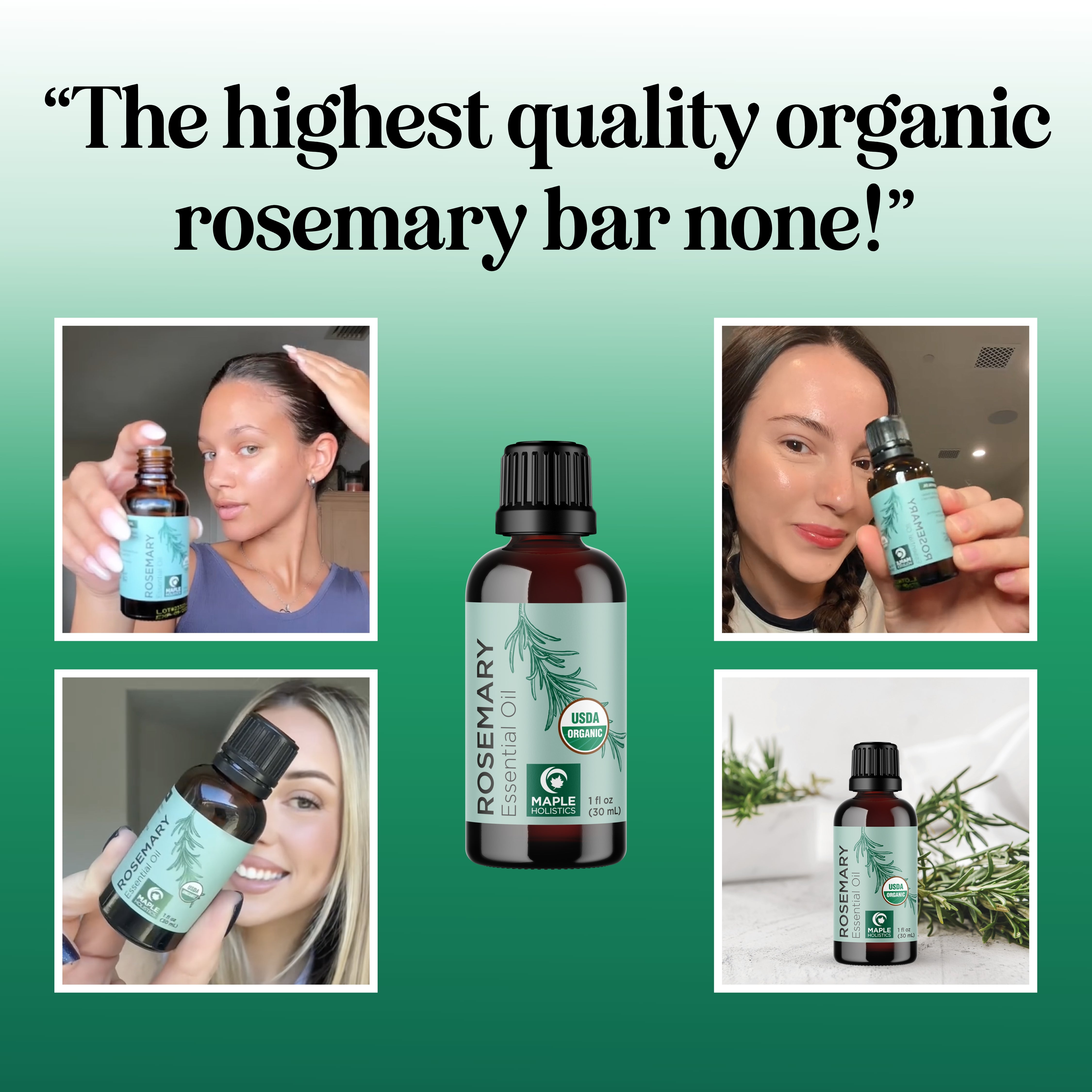 Organic Rosemary Essential Oil for Hair Growth & Skin Care - 100% Pure Natural Aromatherapy Oil for Relaxation & Stress Relief
