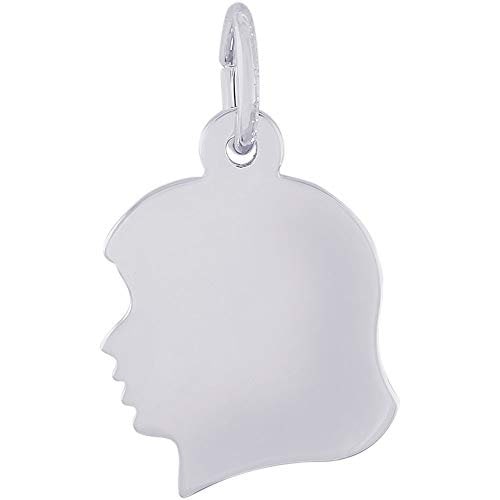Solid Sterling Silver or 14kt Yellow Gold Rembrandt Large Girl's Head Charm - Custom Engraving, Personalized Jewelry Gift for Women - Perfect for Necklaces, Bracelets & Keepsake Jewelry