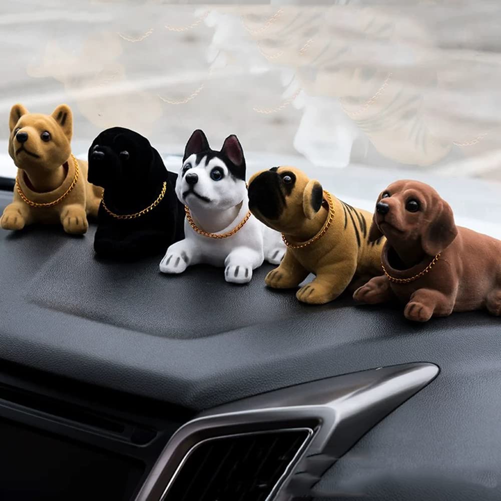 SEADEAR Nodding Dog Car Dashboard Decorations - Cute Resin Dog Ornament for Car, Desk & Office - Fun Dashboard Accessories for Pet Lovers & Car Enthusiasts (Perfect Gift for Dog Owners & Auto Fans)