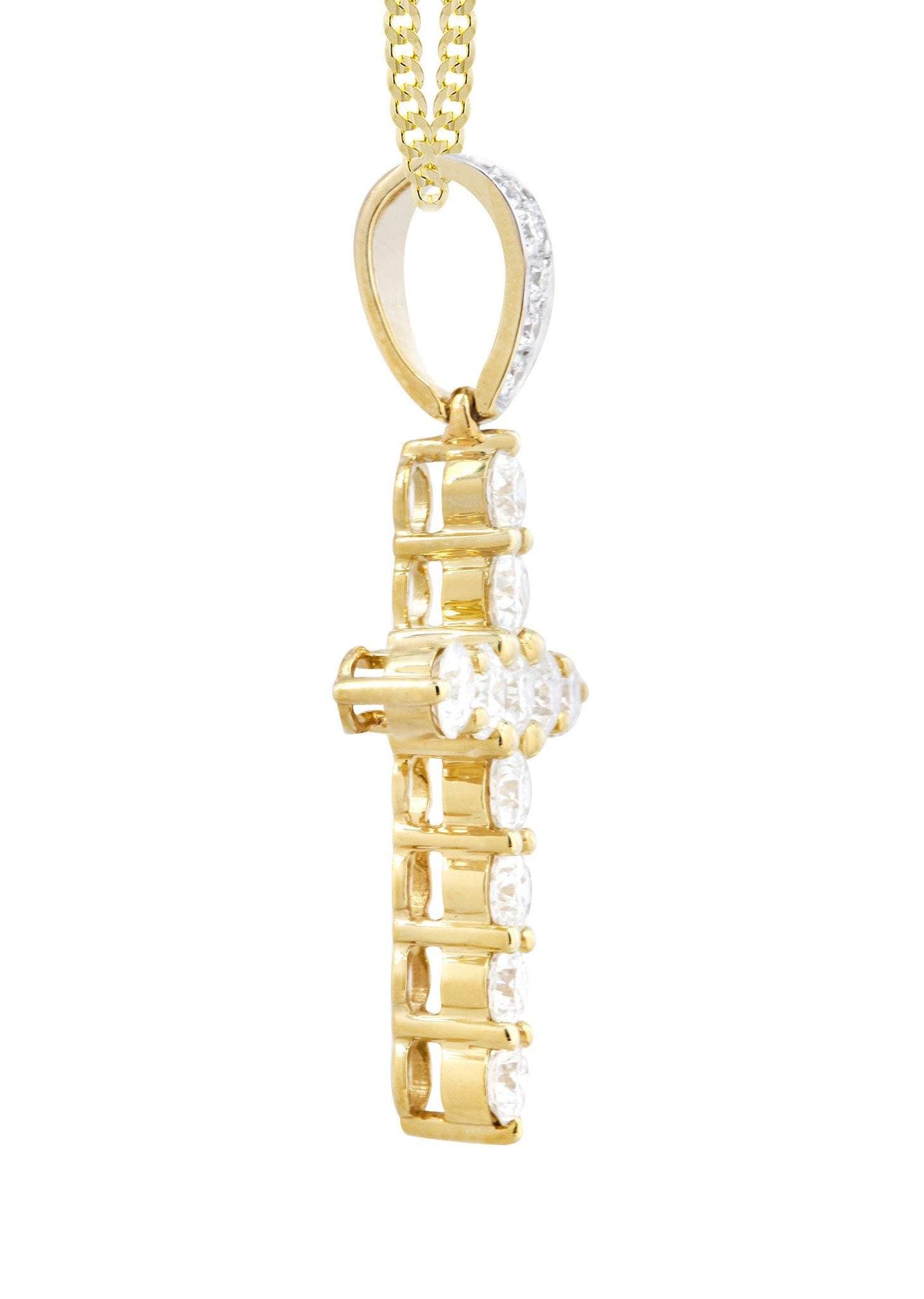 14K Yellow Gold Diamond Cross Pendant Necklace - 1.55 Carat Genuine Diamond Jewelry for Women - Perfect for Christmas Gifts, Baptism, Confirmation & Everyday Elegance