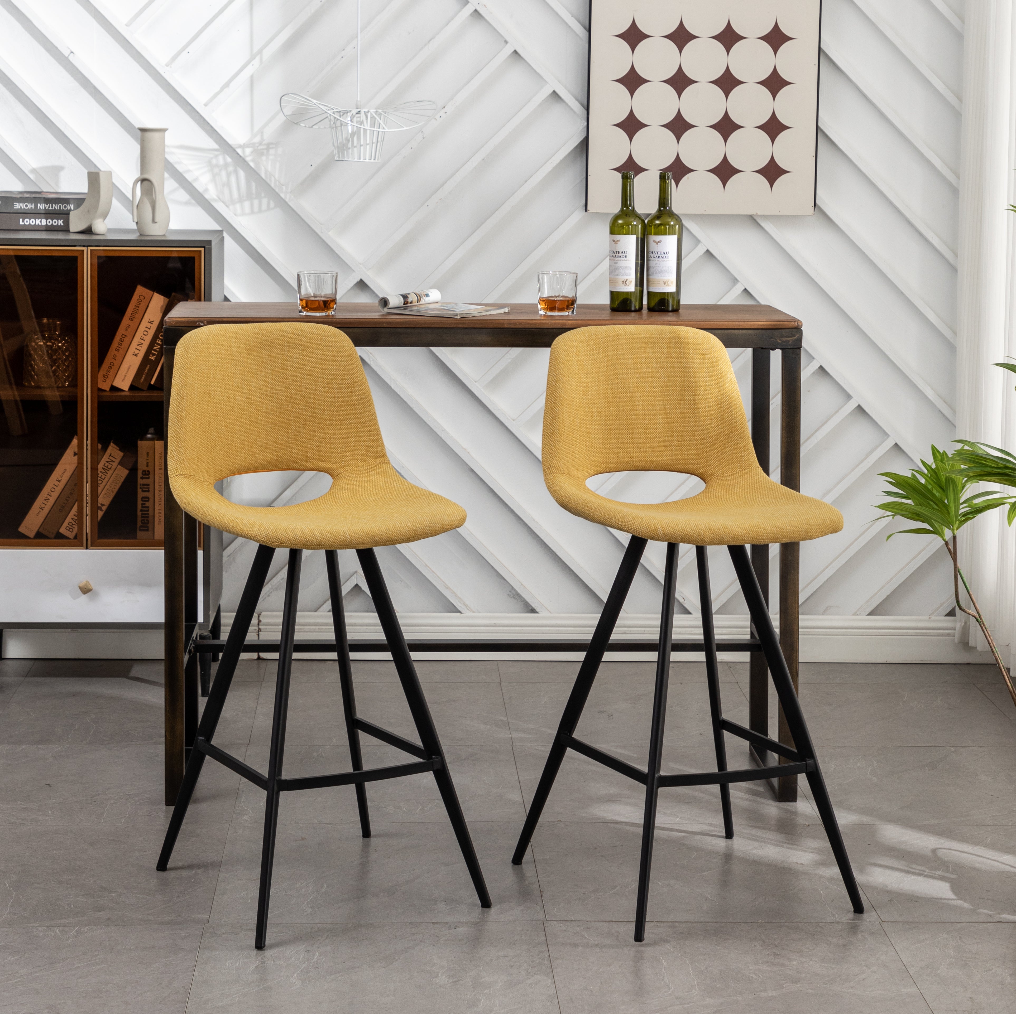 Roundhill Furniture Porth Fabric Kitchen Barstools 28.25
