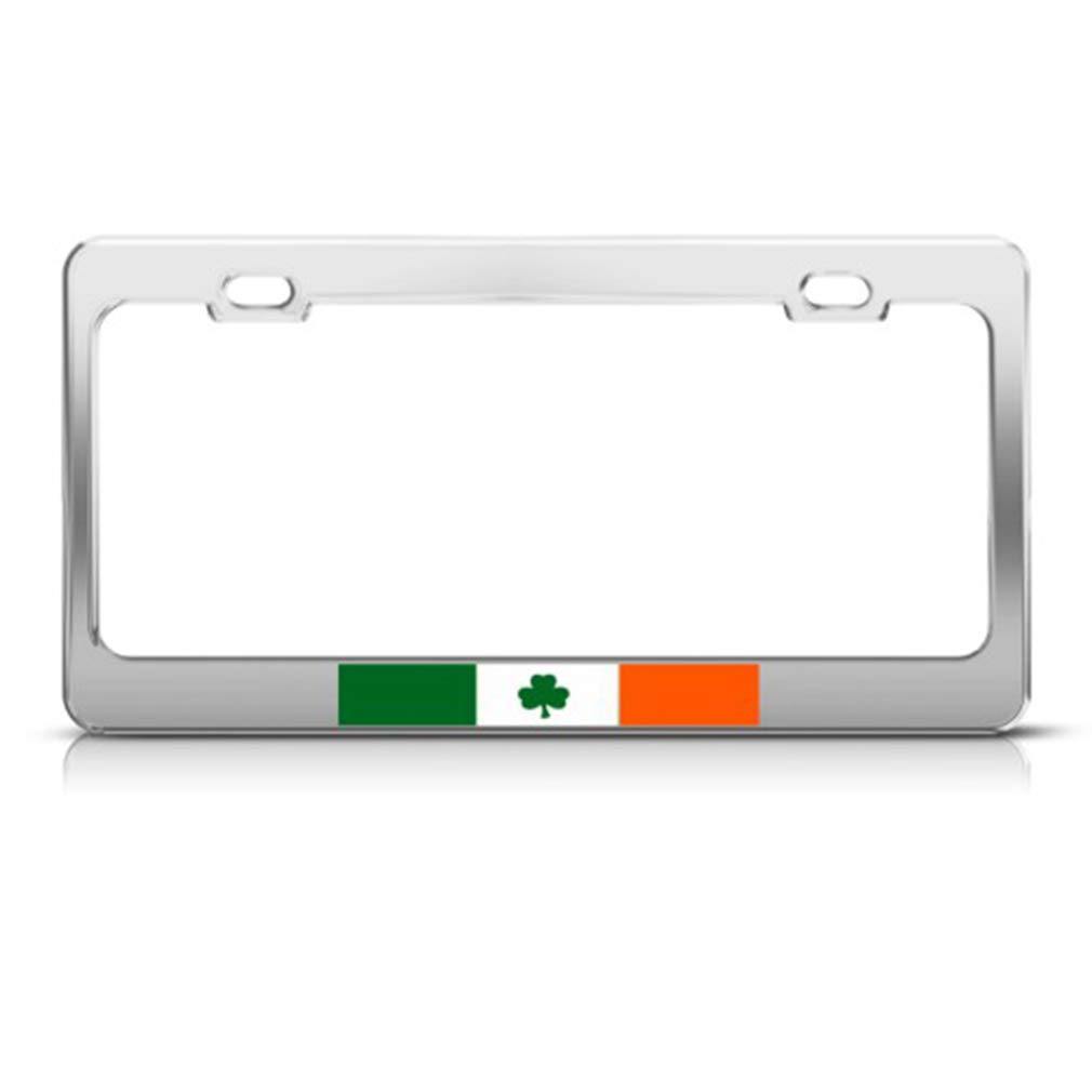 Speedy Pros Metal License Plate Frame with Ireland Flag - Irish Country Car Accessories, Chrome Finish, 2 Hole Design - Perfect for Irish Pride & Car Customization