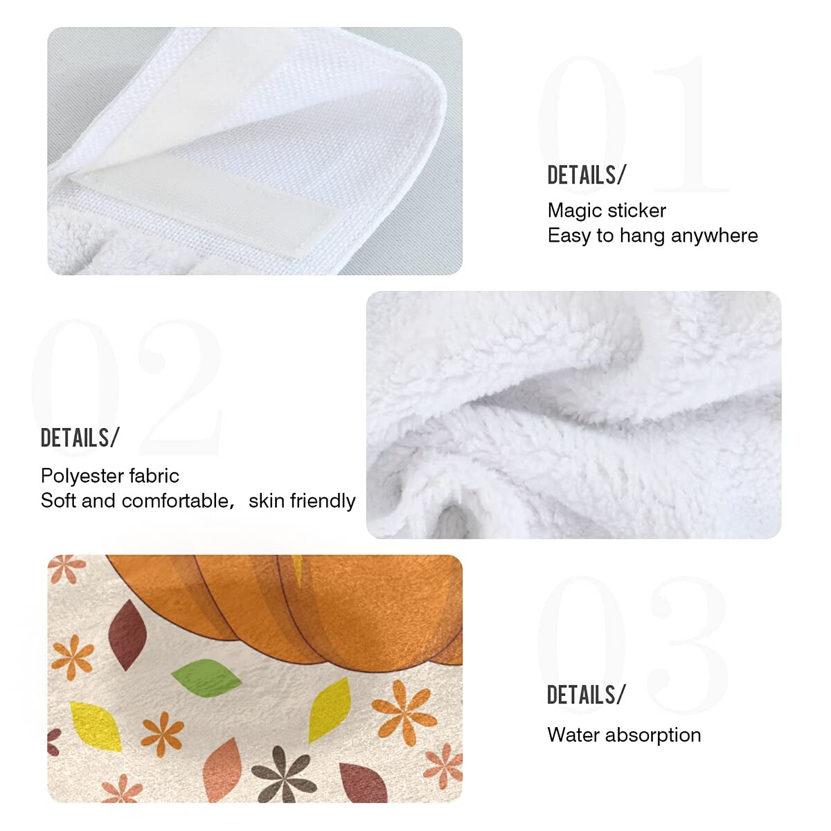 Premium Pumpkin Fall Kitchen Towels Set of 2 - Absorbent Autumn Maple Leaf Design Hand Towels for Drying Dishes - Perfect for Thanksgiving Decor, Farmhouse Kitchen & Laundry Room Essentials