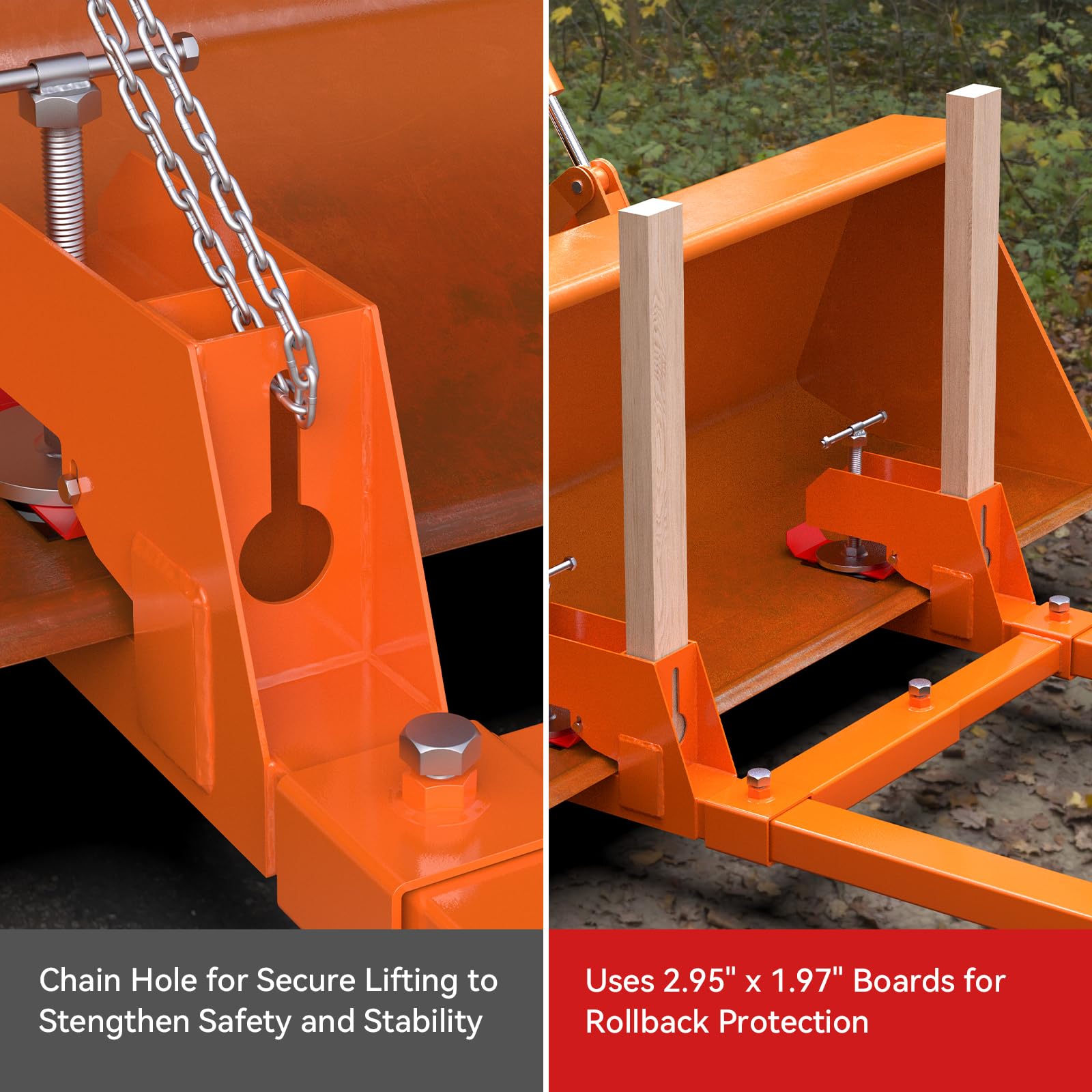 2025 Upgraded Clamp-On Pallet Forks with Non-Slip Pad & Tongue - 45