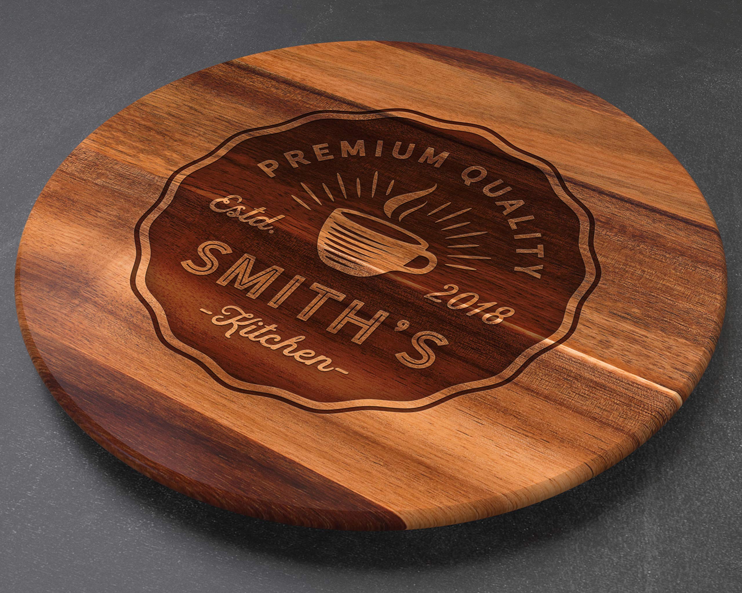 Personalized Engraved Wood Lazy Susan Turntable - Unique Coffee Lover Gift for Kitchen, Mother's Day, Anniversary - Perfect for Serving Snacks, Spices & Entertaining Guests