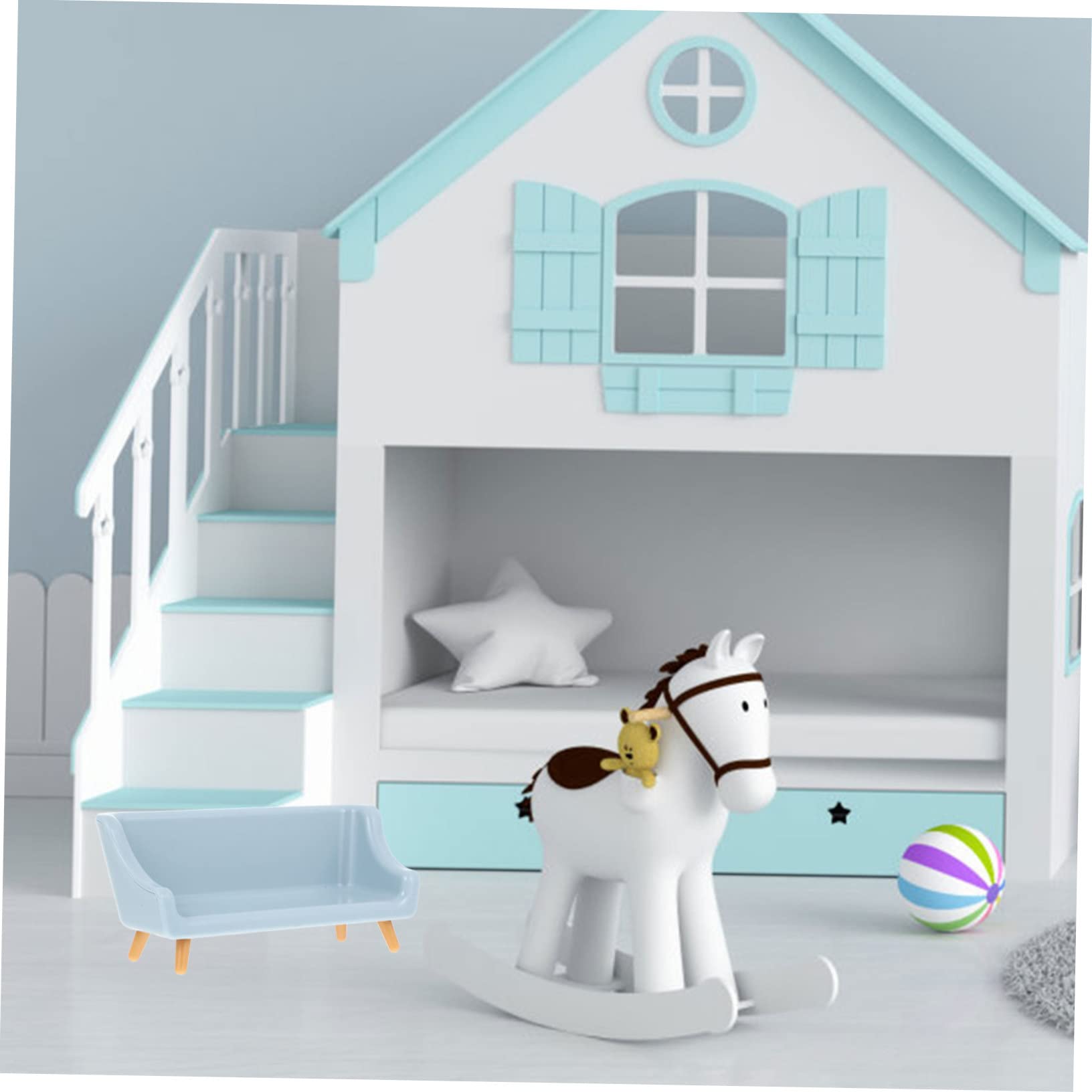 Mini Dollhouse Couch for Kids - Plastic Toy Sofa Furniture for Doll House, Miniature Home Decor & Playroom Accessories - Perfect for Pretend Play, Dollhouse Scenes & Kids' Imaginative Playtime