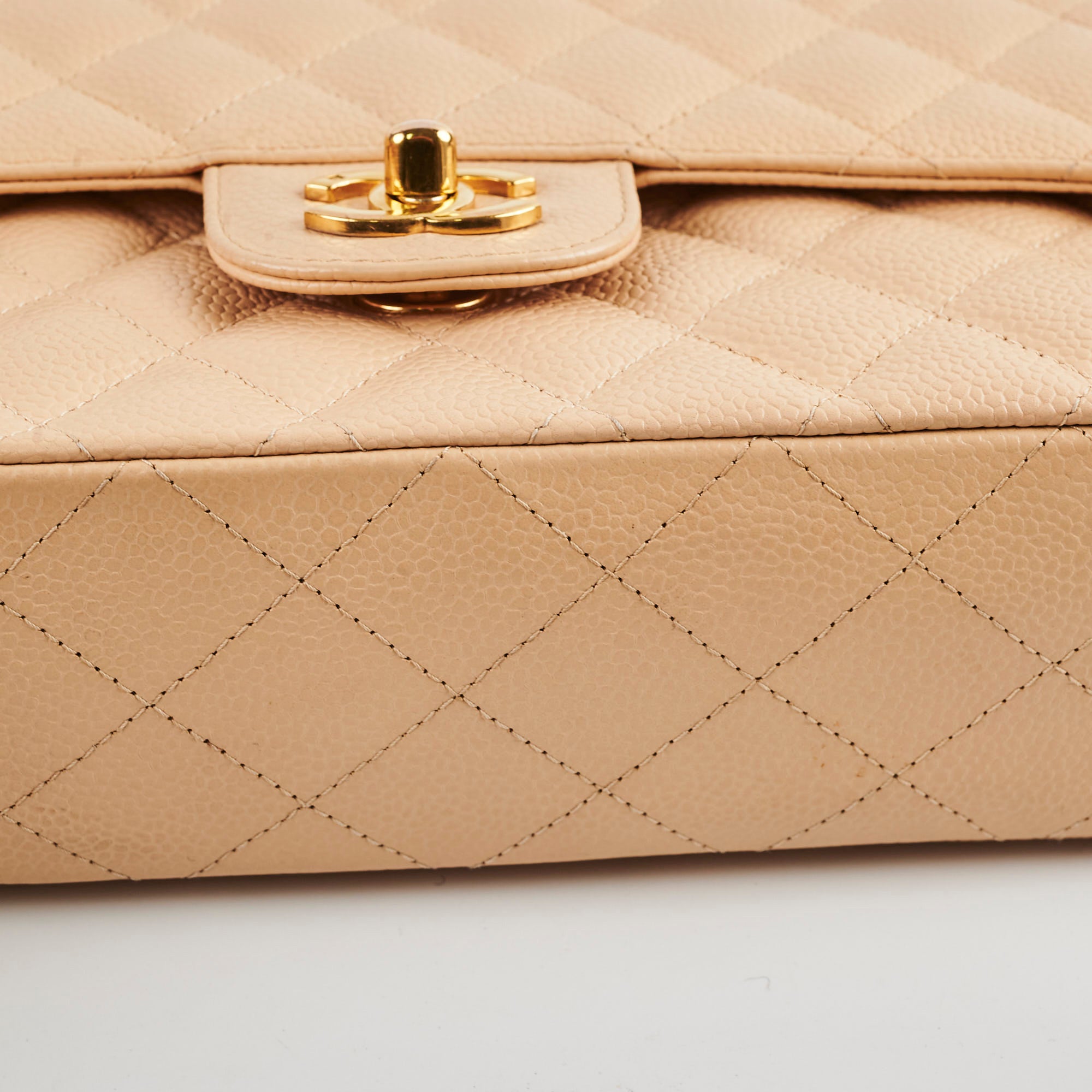 Chanel Classic Flap Bag Caviar Leather M/L Beige Claire - Luxury Designer Handbag for Women, Perfect for Work, Evening & Special Occasions