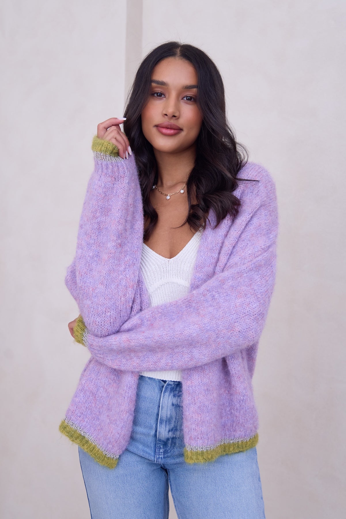 Soft Knit Mohair Cardigan Sweater for Women - Cozy Winter Pullover with Long Sleeves - Perfect for Casual Outfits, Office Wear & Date Nights