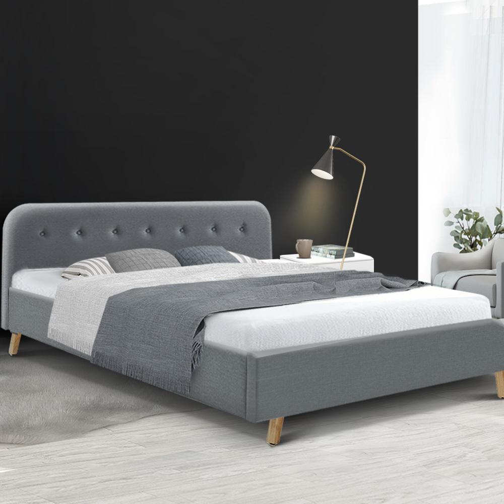 King Size Tarcoola Grey Bed & Normay Pillow Top Mattress - Medium Firm Support for Back Pain Relief - Perfect for Master Bedroom, Guest Room & Apartment Sleeping