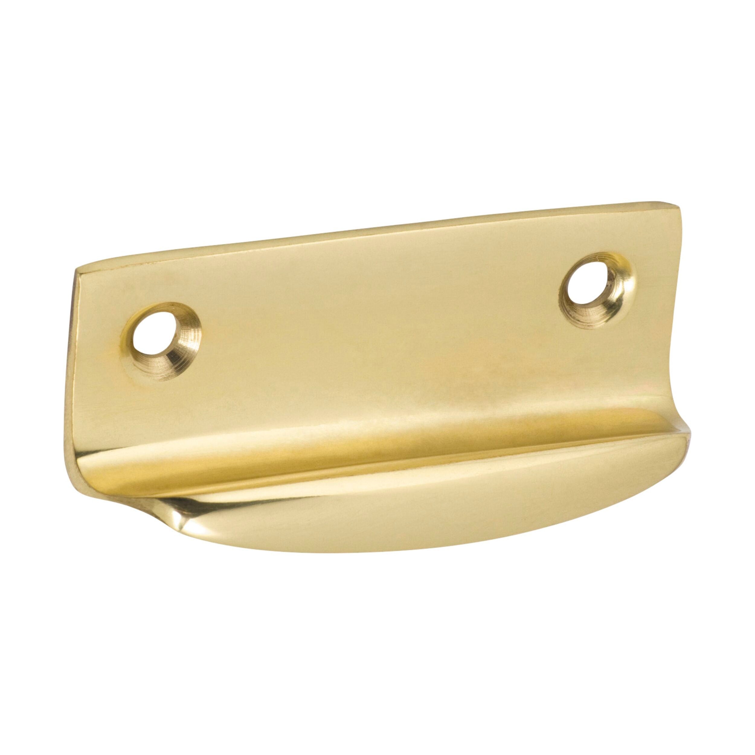 1670 Sash Lift Bar in Polished Brass - 26mm Height x 63mm Width x 19mm Depth - Perfect for Window Hardware Replacement and Home Renovation Projects