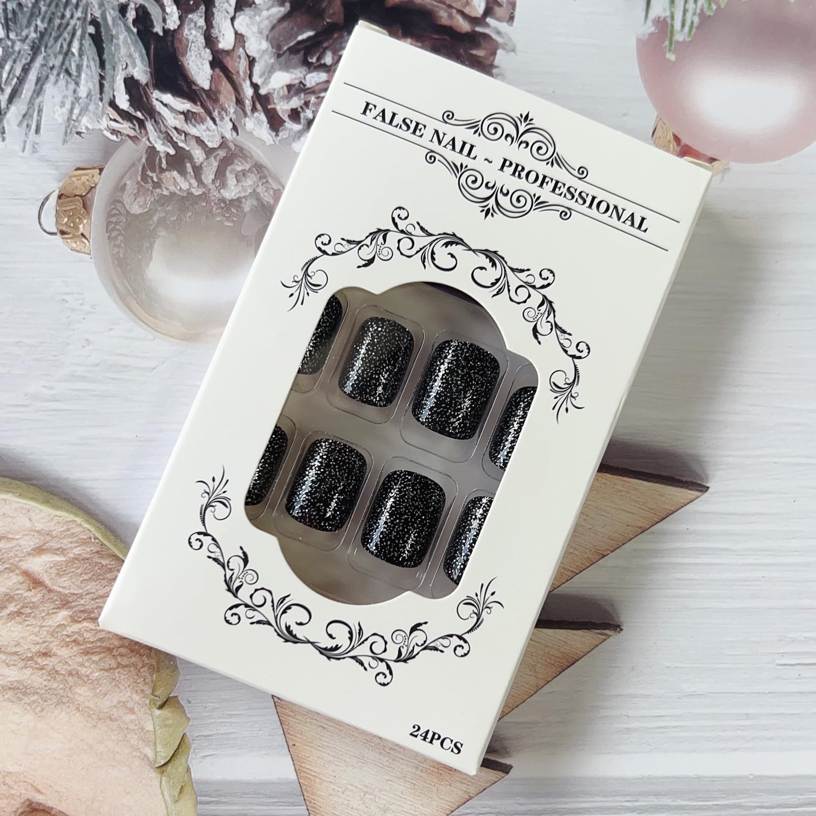 24Pcs Halloween Press On Nails Short Square - Black Purple Fake Nails with Ghost Bat Spider Web Designs | Full Cover Glue On Nails for Women | Perfect for Halloween Parties, Costume Events & Nail Decorations