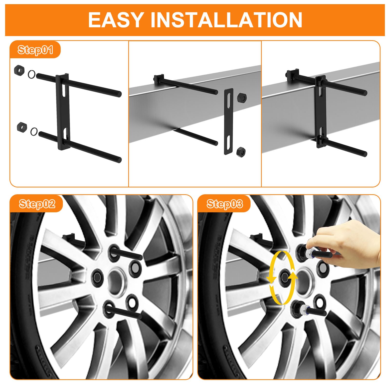 Universal Trailer Spare Tire Mount - Black Wheel Bracket for Utility Trailers & Boats - Heavy Duty Towing Accessory