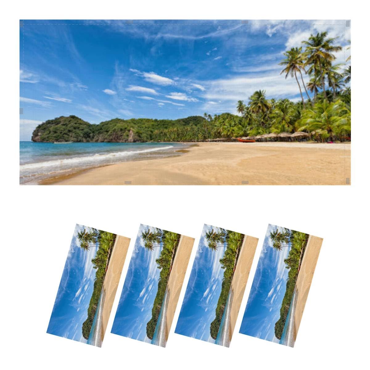 4 Pack Fluorescent Light Covers - Tropical Caribbean Beach Coconut Trees Design, 4' x 2' Decorative Magnetic Ceiling Light Panels for Classroom, Office & Home - Create Relaxing Coastal Vibes in Any Space