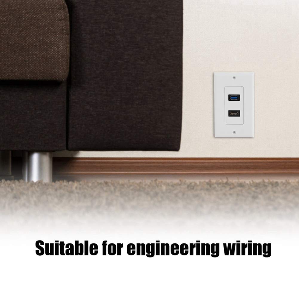 HDMI 1.4 & USB 3.0 Wall Plate Outlet Cover - White AV Jack Panel Mount Socket for Home Theater & Office Setup - High Speed Data Transfer & 4K Video Support