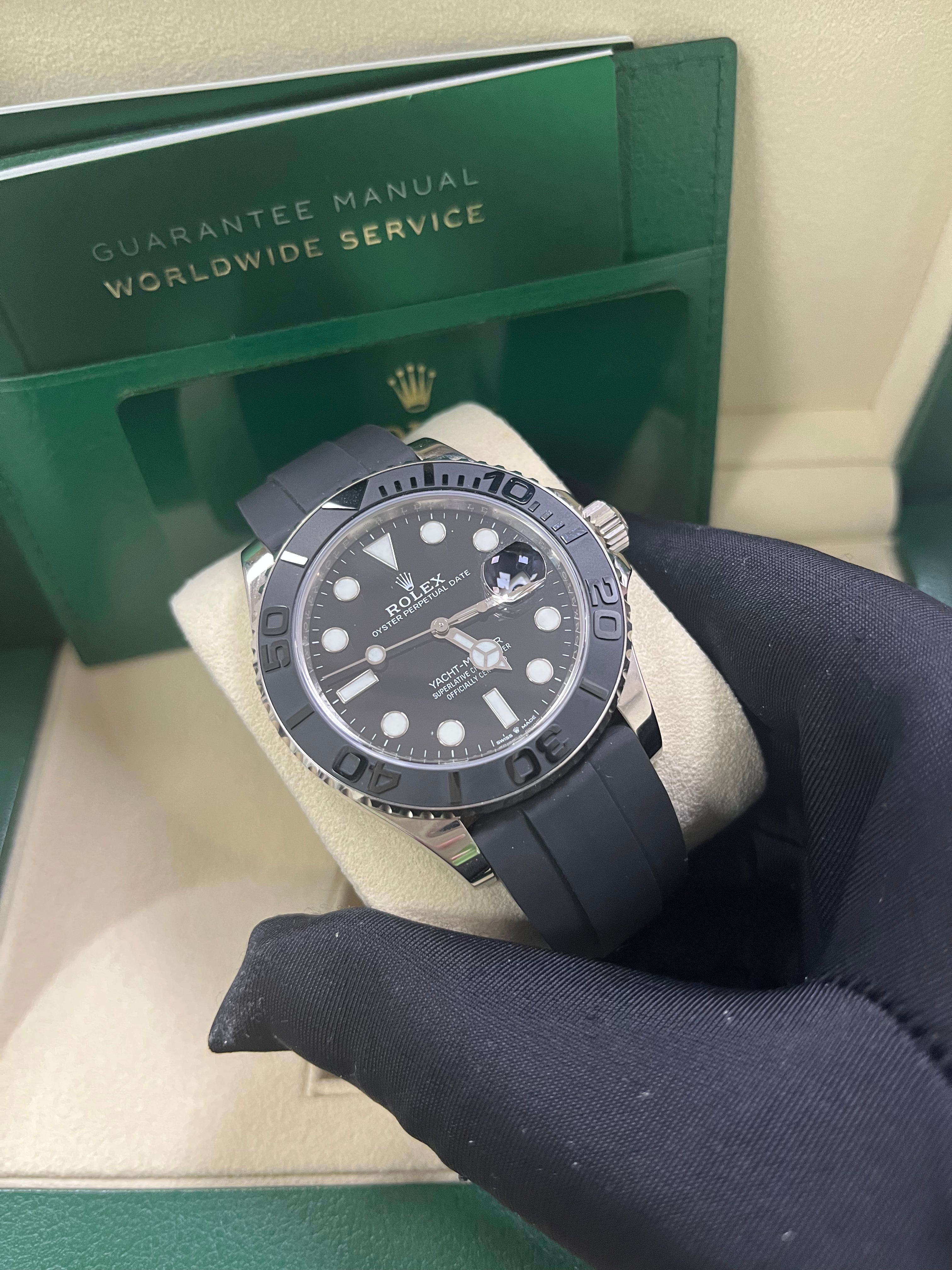 Rolex Yacht-Master 42 White Gold Men's Watch with Black Dial & Oysterflex Bracelet - Ref. 226659 - Luxury Diving Timepiece for Sailing, Yachting & Formal Occasions