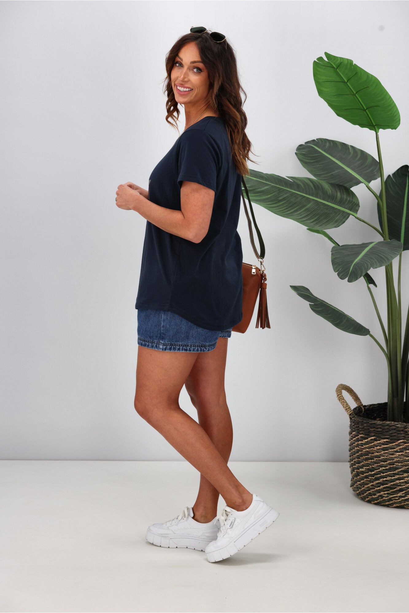 Elm Cosmic Love Graphic T-Shirt for Women - Soft Navy Blue Cotton Tee - Casual & Streetwear Style - Perfect for Everyday Wear, Dates & Outings