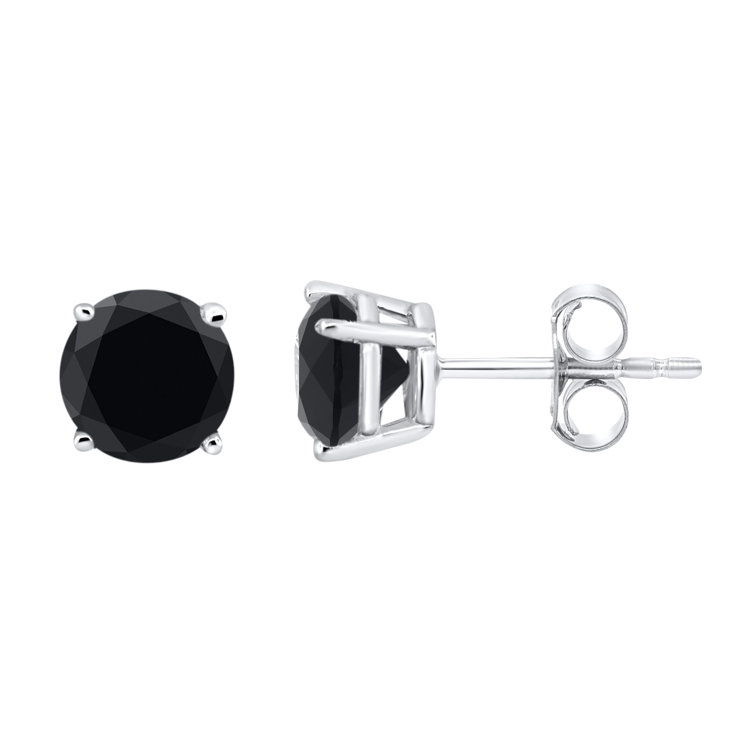 Black Diamond Stud Earrings for Women - 14K White Gold Diamond Earrings | Perfect for Weddings, Parties & Everyday Elegance