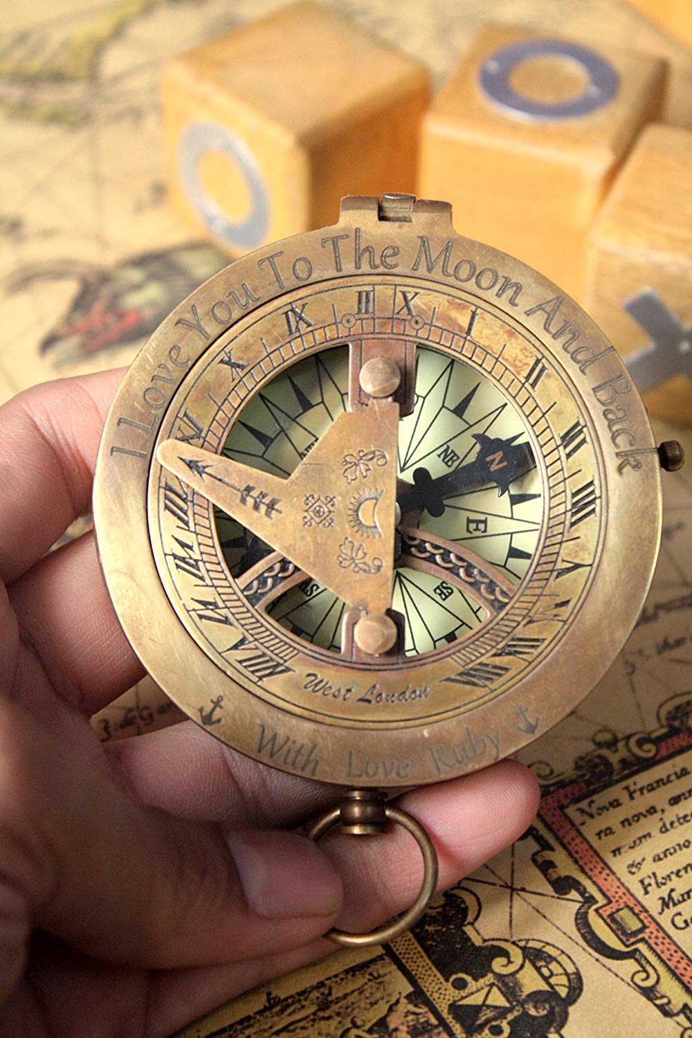 Personalized Engraved Sundial Compass - Unique Gift for Dad, Christmas, New Year, Graduation, Anniversary | Perfect for Outdoor Adventures, Hiking, Camping & Travel Gifts