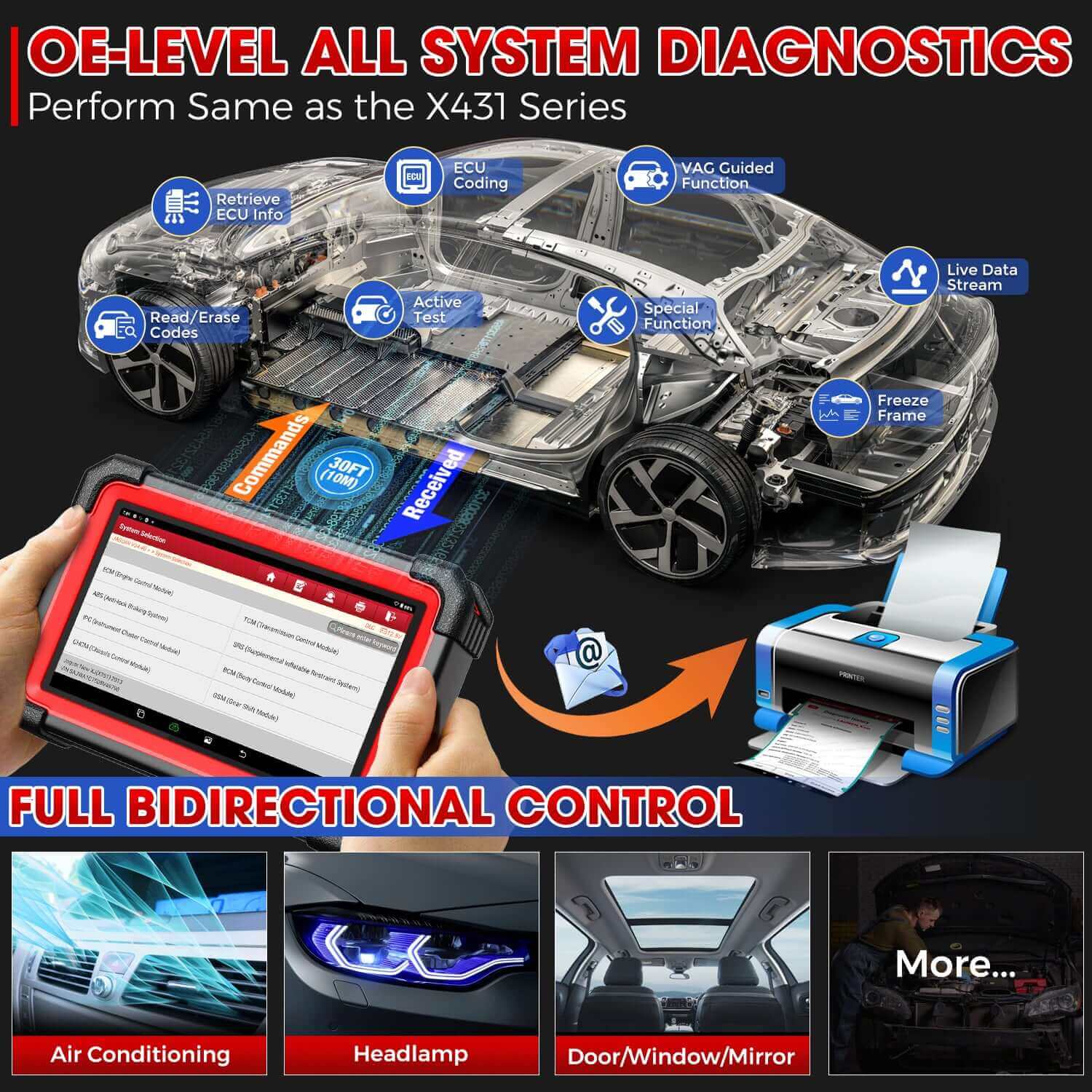 LAUNCH X431 CRP919EBT Wireless CAN FD OBD2 Scanner with Bi-Directional ECU Coding - Professional Automotive Diagnostic Tool for Car Repair & Engine Tuning (Compatible with Most Vehicles)
