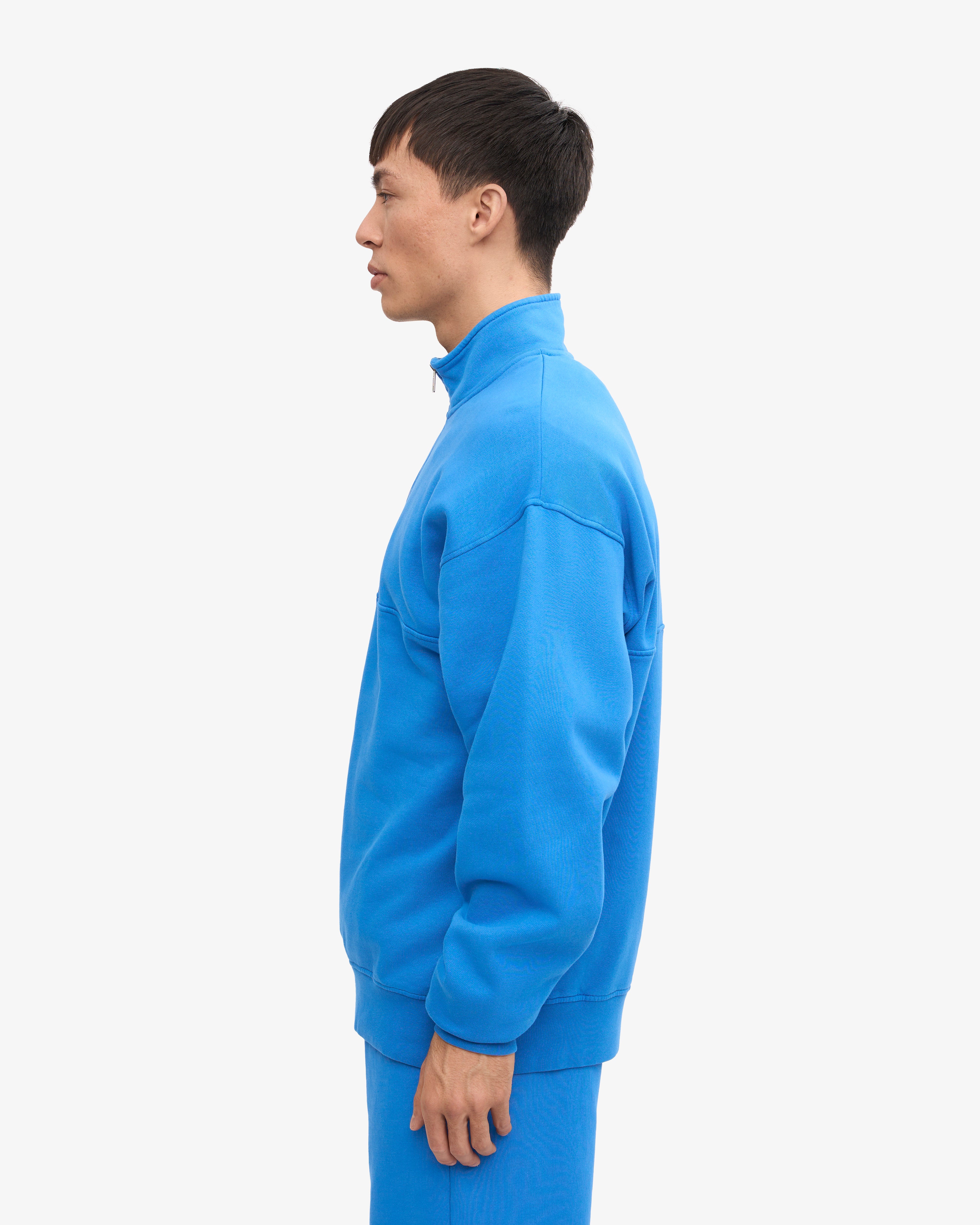 Organic Quarter Zip Sweatshirt for Men & Women | Soft & Comfortable Pacific Blue Pullover | Perfect for Outdoor Activities, Casual Wear & Layering