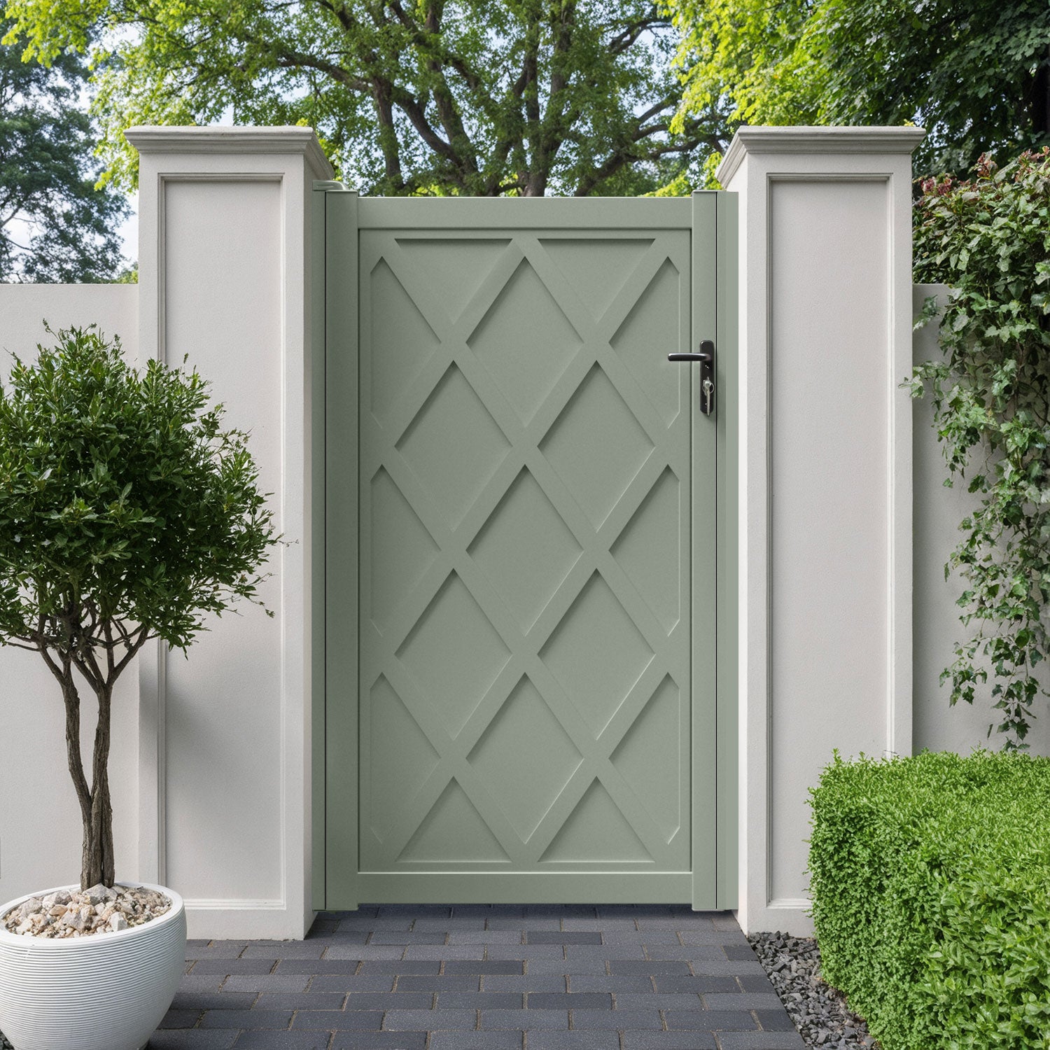 Ashfield Aluminum Straight Top Pedestrian Gate - Durable & Weather-Resistant Outdoor Fence Gate for Garden, Yard, and Driveway Security