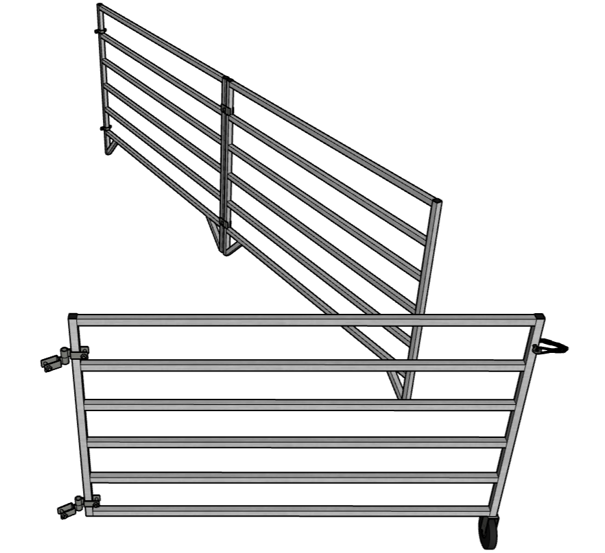 5 Ft X 10 Ft Aluminum 6-Rail Wall Mounted Horse Stall Kit (2 Panels + 1 Gate) - Perfect for Barns, Stables & Equine Facilities