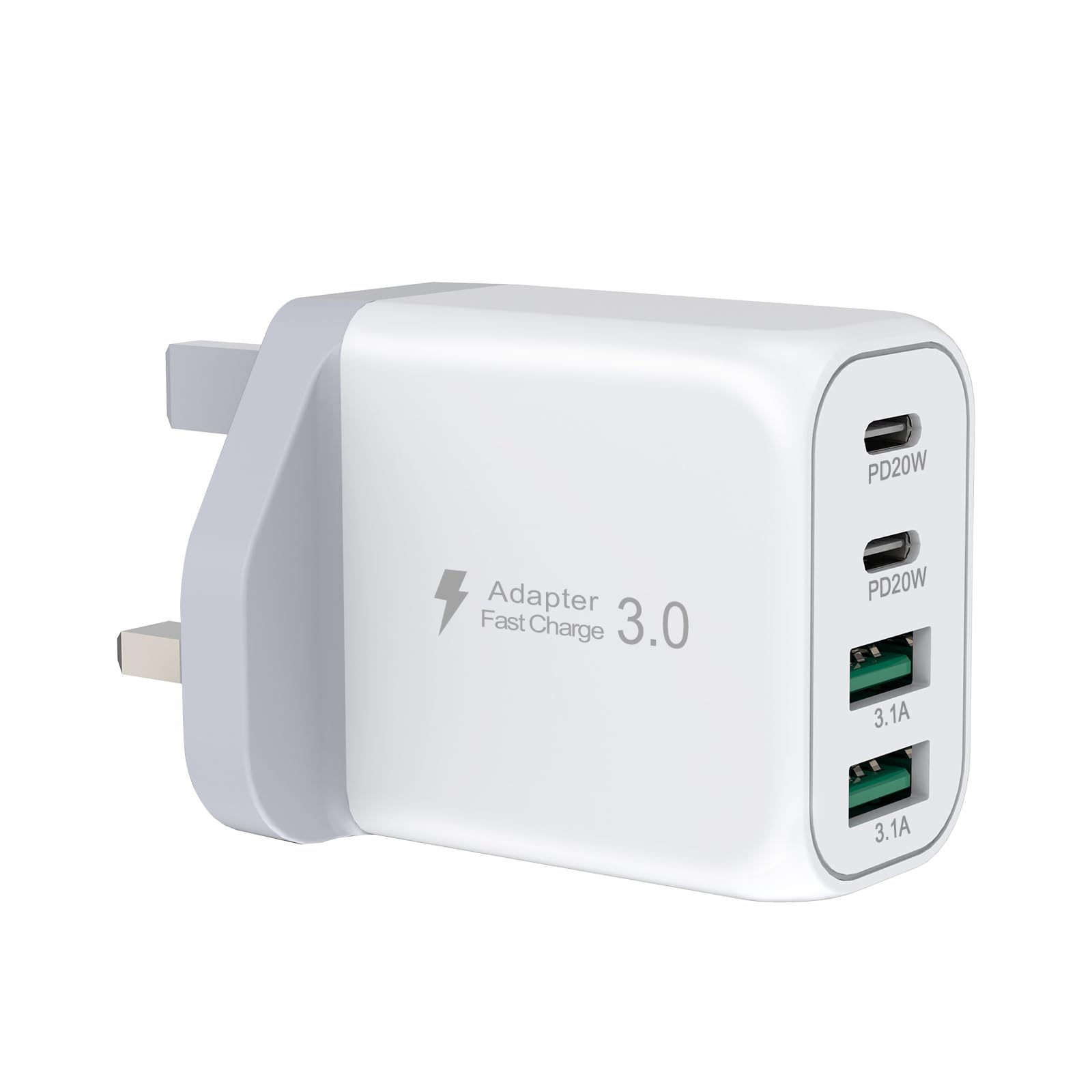 40W 4-Port USB C Fast Charger with PD & QC - Multi Port Wall Charger for iPhone 15 Pro Max/Plus, 14 Pro Max, 13, 12, 11, XS, iPad, AirPods, Samsung S23 Ultra/S22, Google Pixel - Perfect for Home, Office & Travel Charging