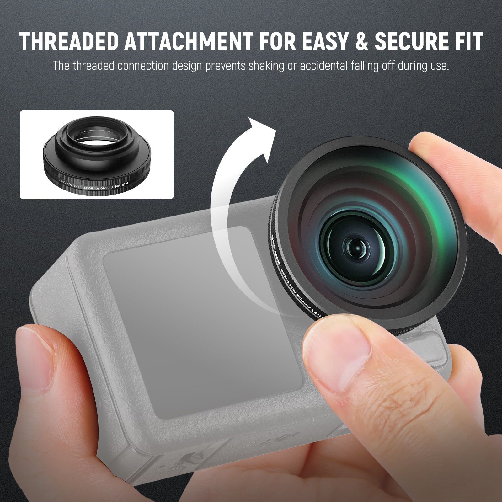 NEEWER FL B30 185° Ultra Wide Angle FOV Boost Lens for DJI OSMO Action 4/5 Pro - Compatible with Action Cameras - Perfect for Vlogging, Travel, and Outdoor Adventure Videos