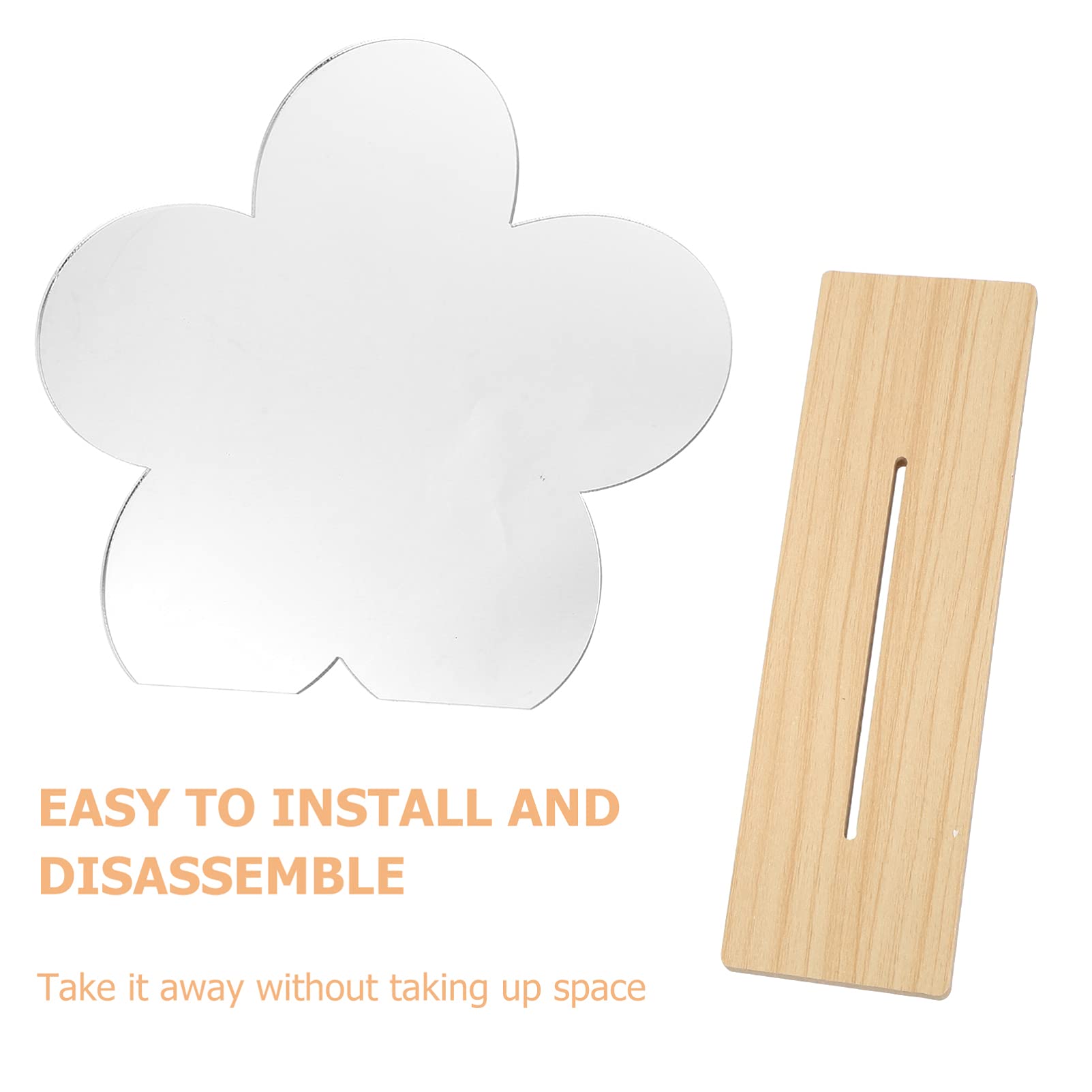 IMIKEYA Flower Shaped Adjustable Vanity Mirror with Wooden Stand - Compact Tabletop Makeup Mirror for Bedroom, Dresser & Vanity Decor (Khaki) - Perfect for Applying Makeup, Skincare & Hair Styling at Home