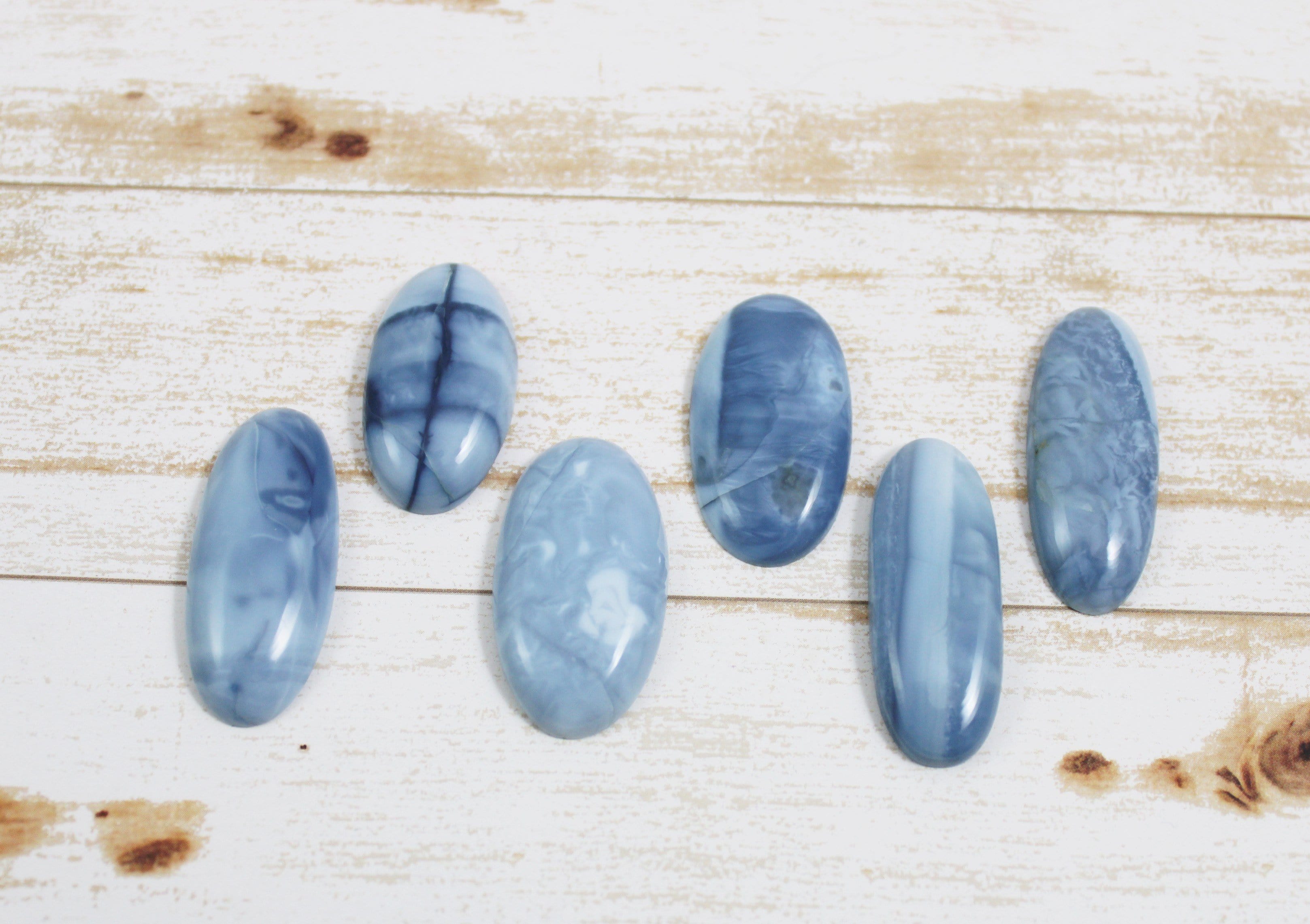 Natural Blue Opal Cabochons for Jewelry Making - Handcrafted Gemstones for Rings, Necklaces & DIY Crafts | Perfect for Gifts & Healing Crystal Collections