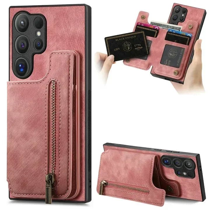 Samsung Galaxy S25 Ultra Leather Wallet Case with Zipper & Magnetic Closure - Slim Protective Cover for Everyday Use & Travel