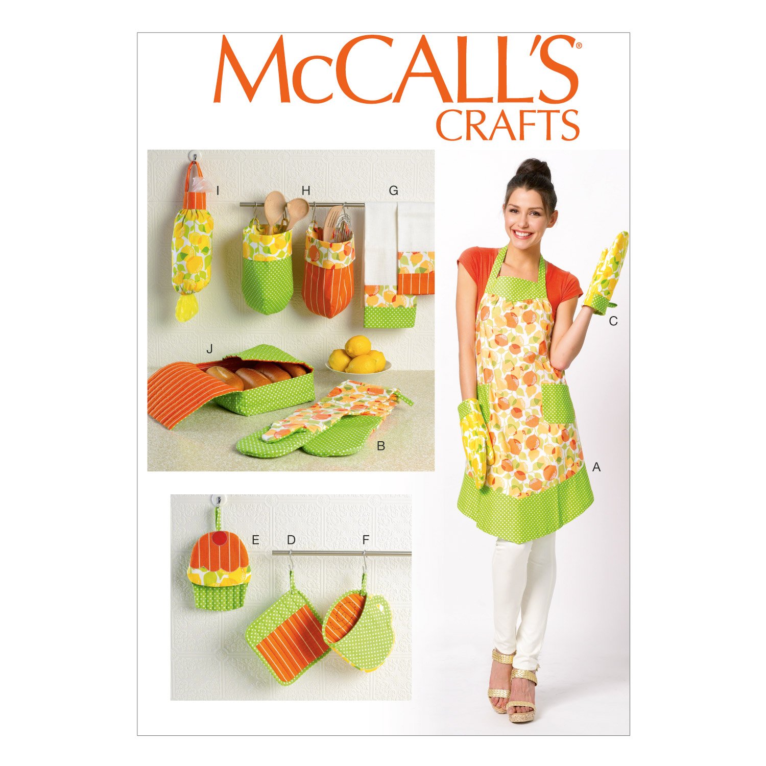McCall Pattern Company M6978 Adjustable Apron & Kitchen Accessories Set - One Size for Cooking, Baking, BBQ & Home Decor