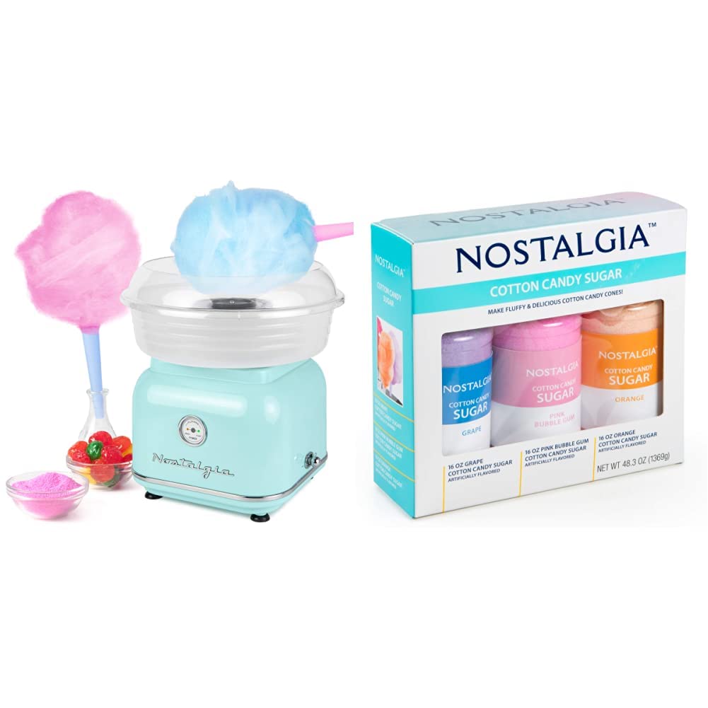Nostalgia Classic Countertop Cotton Candy Machine with Flossing Sugar Kit - Fun Party Treat Maker for Kids, Carnivals & Home Events