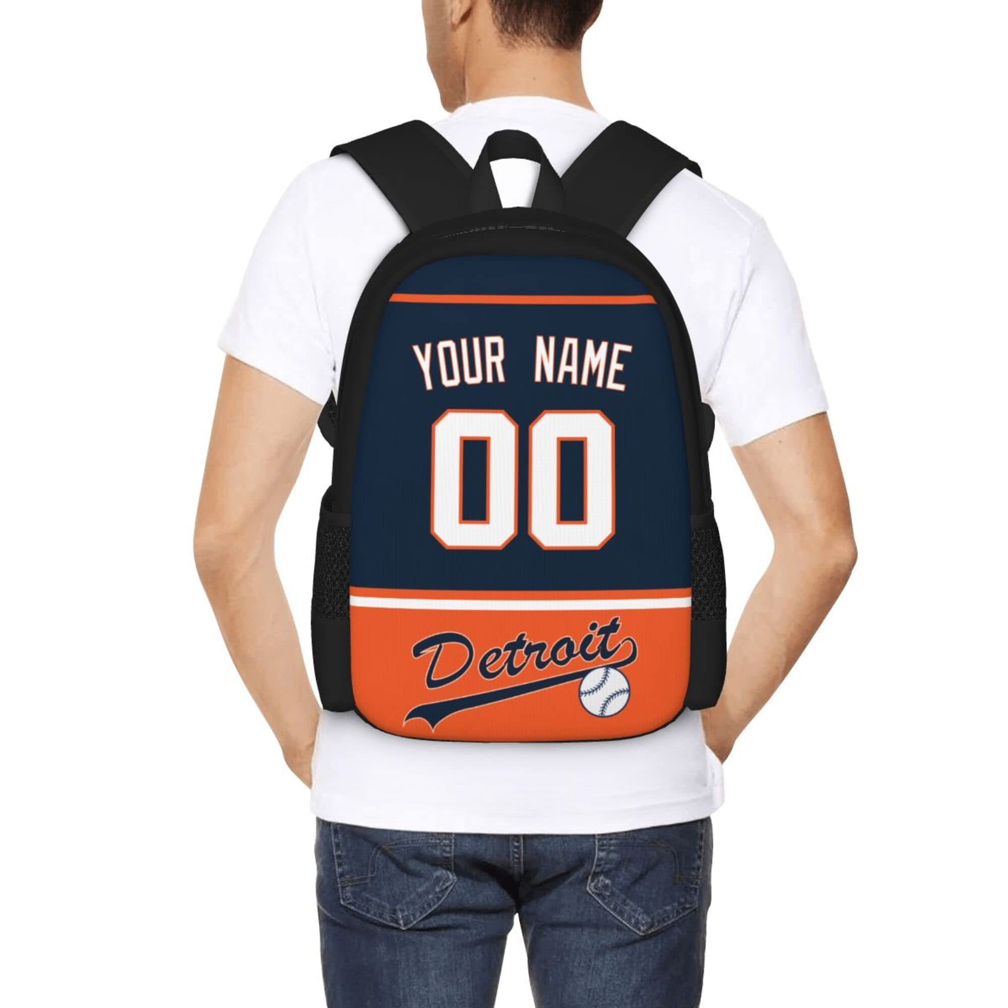 Custom Detroit Backpack with High Capacity - Personalized Name & Number Gifts for Kids, Men & Fans - Perfect for School, Travel & Sports Events