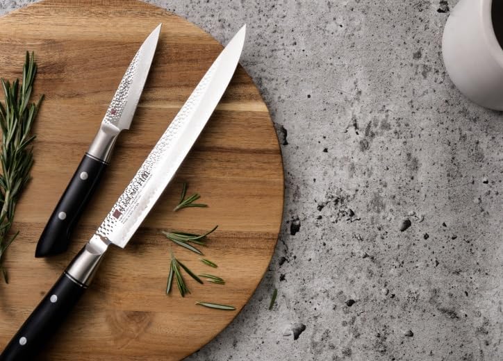 3.5 Inch Hammered Paring Knife - Sharp Stainless Steel Fruit & Vegetable Peeling Knife for Kitchen, Cooking, and Food Prep
