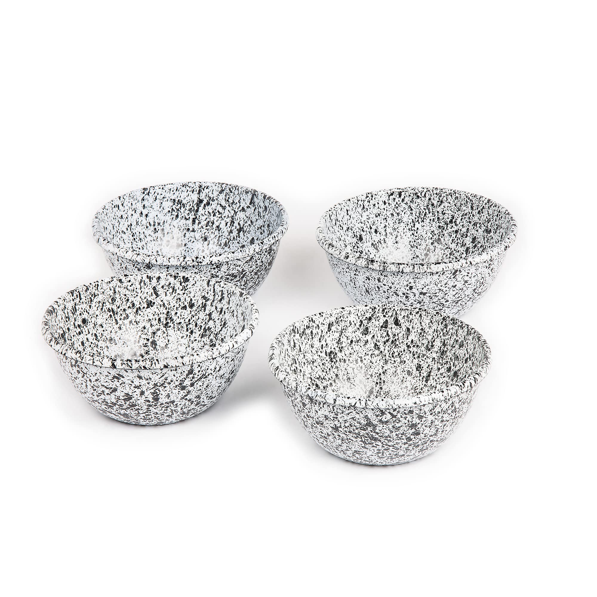 34 Oz. Black Freckles Enamelware Bowls - Set of 4 Rustic Farmhouse Dinnerware for Serving, Mixing & Kitchen Storage | Perfect for Salads, Soups, Cereal & Home Decor