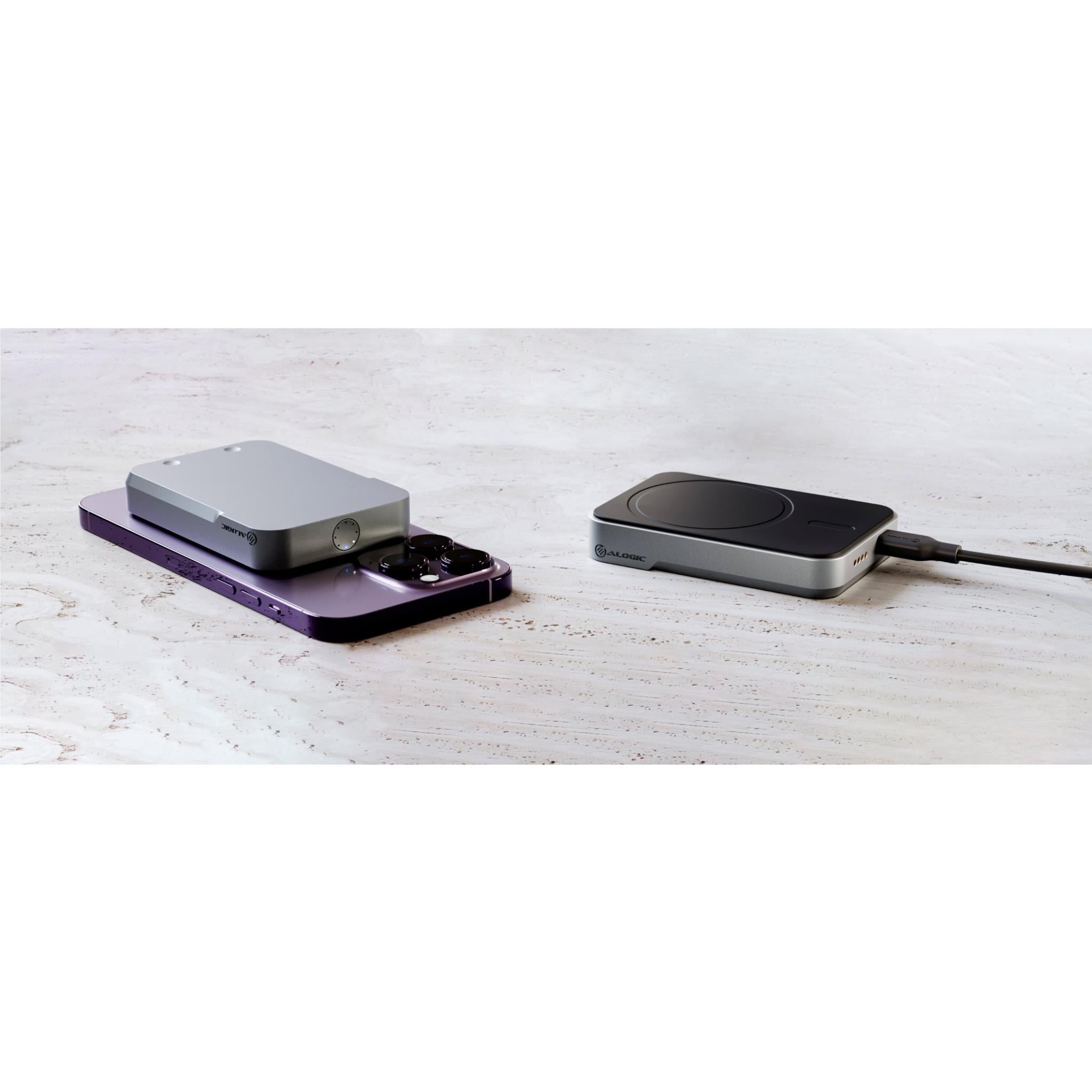 ALOGIC Matrix Universal Magnetic 5K Power Bank - 5000mAh Portable Charger with Fast Charging for iPhone, Samsung, AirPods | Perfect for Travel, Camping & Emergency Power Backup (Black)