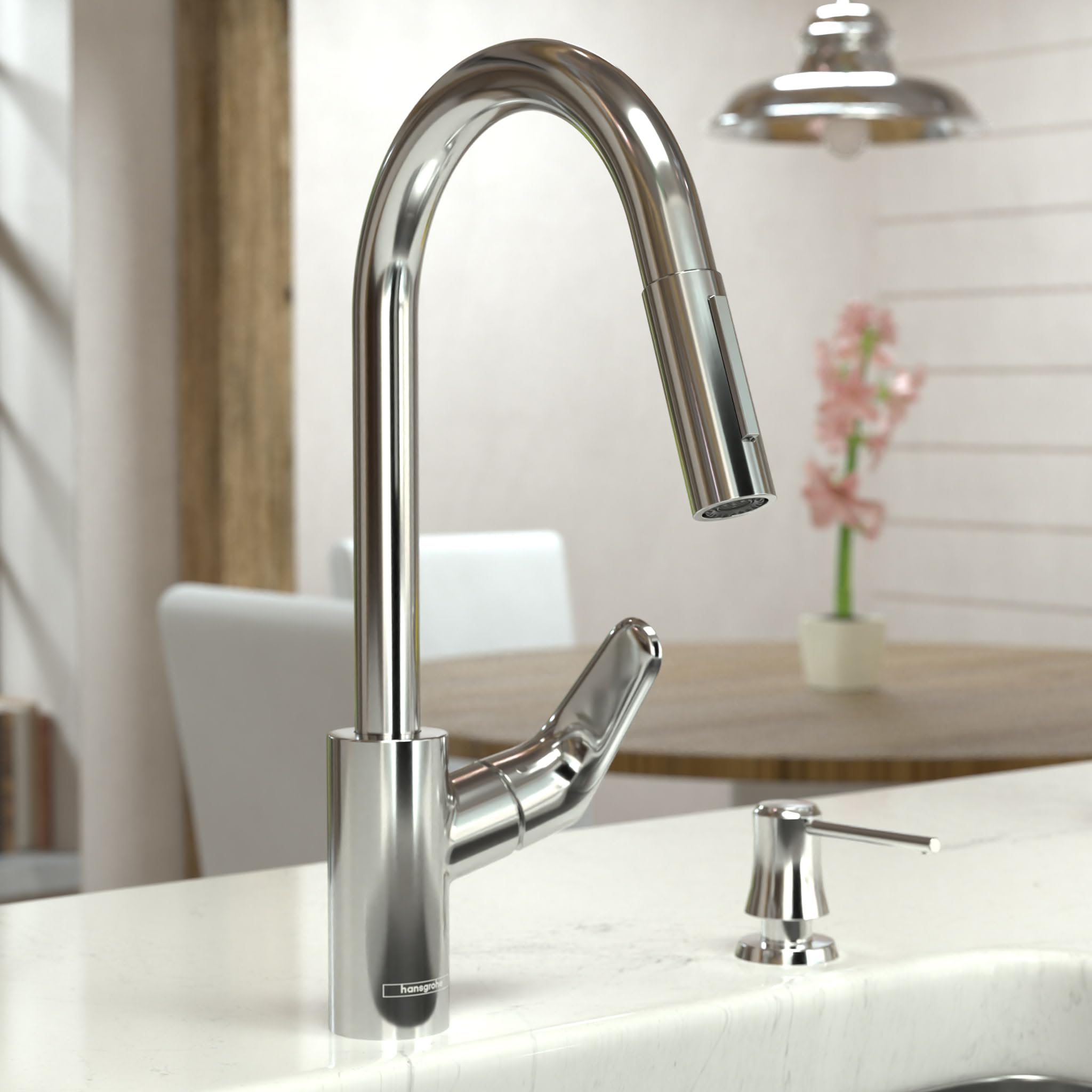 Hansgrohe Focus Chrome High Arc Pull-Down Kitchen Faucet with Magnetic Docking Spray Head - 04505000 | Modern Sink Faucet for Easy Dishwashing & Food Prep
