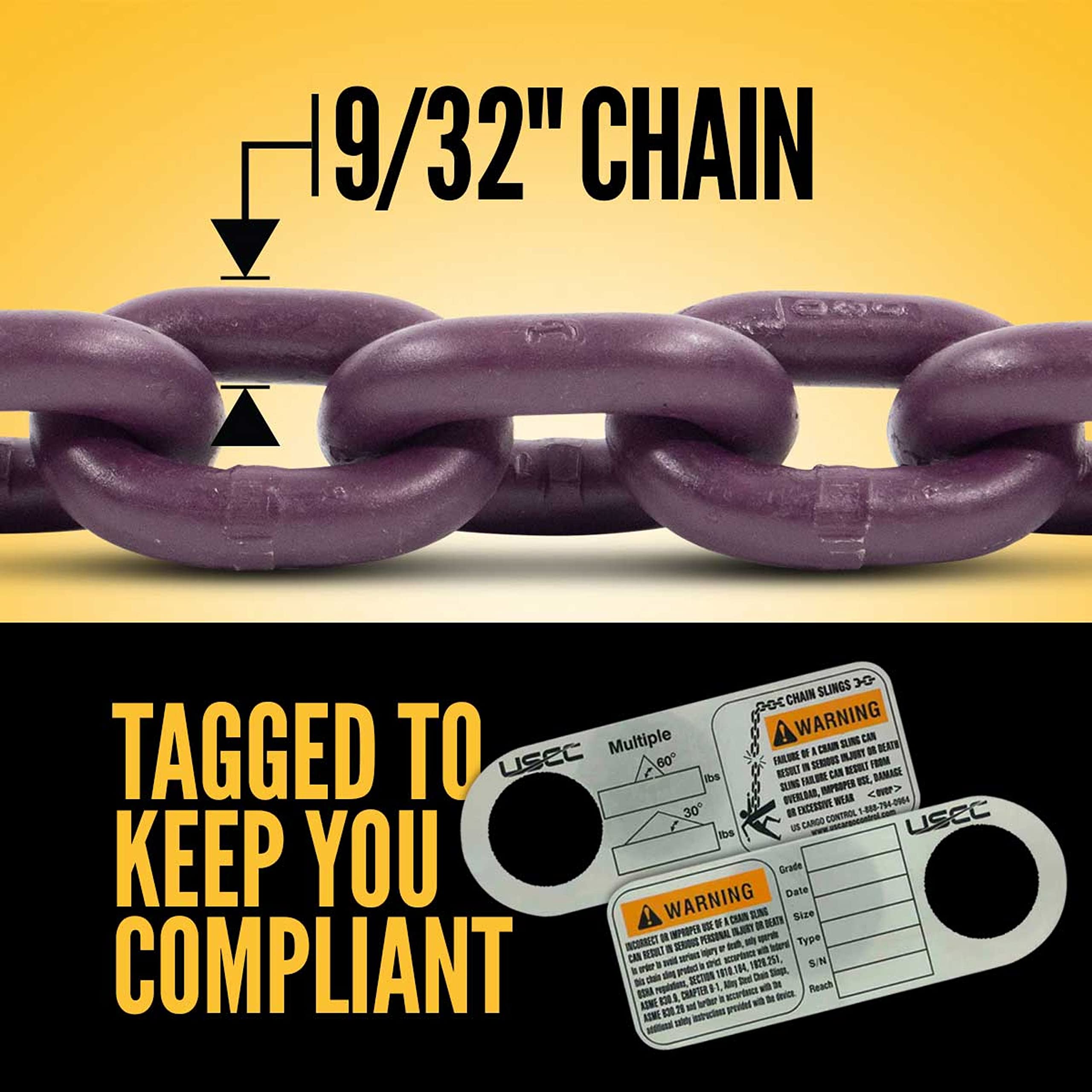Grade 100 Alloy Steel Adjustable 2-Leg Chain Sling - 9/32
