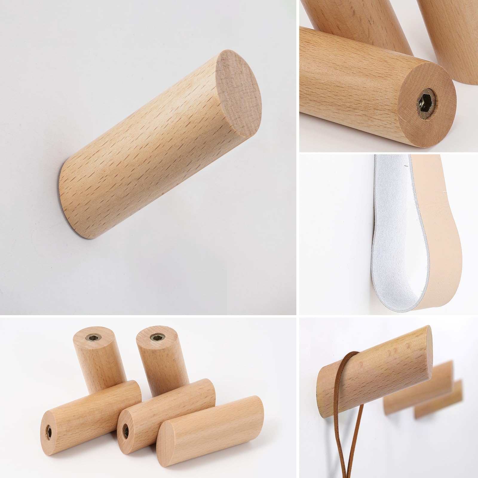 5 Pack Rustic Wooden Wall Hooks - No Damage Adhesive Coat Hangers for Hats, Clothes, Towels & Backpacks | Decorative Wall Mount Organizer for Entryway, Bedroom, Bathroom & Closet Storage