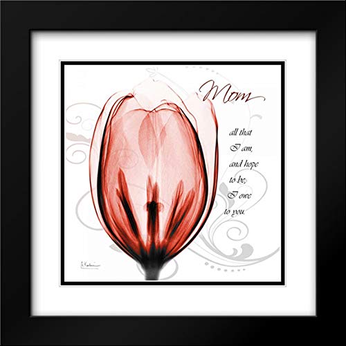 Albert Koetsier 20x20 Inch Black Modern Framed Double Matted Museum Art Print - Happy Tulip in Red Floral Painting - Perfect Wall Decor for Living Room, Bedroom, Office & Gift for Mom