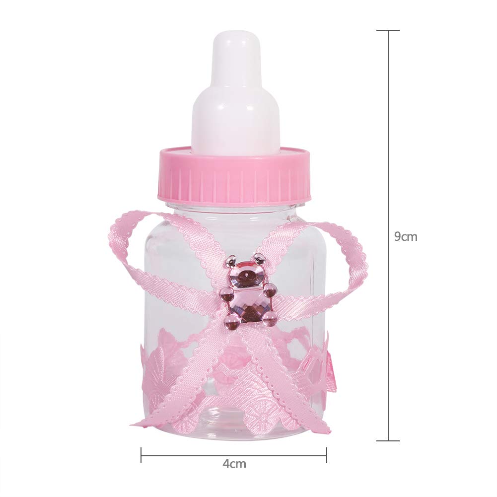 50Pcs Reusable Plastic Shower Bottles - 1.6 x 3.5 Inch Fillable Candy Containers for Baby Shower, Birthday Party Decorations - Perfect for Wedding Favors, Candy Buffets & DIY Craft Projects