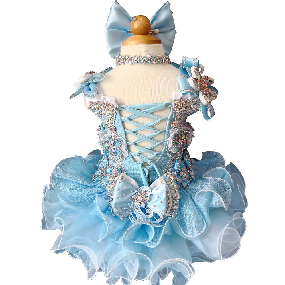 Handmade Beaded Baby Girl Pageant Dress - Toddler Princess Gown for Pageants, Photoshoots & Special Occasions
