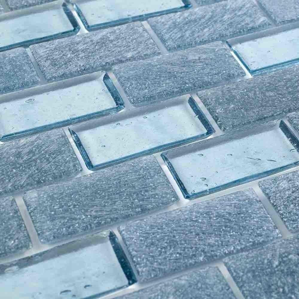 Iridescent Recycled Glass Tile Gray 1 x 2 - Eco-Friendly Mosaic for Kitchen Backsplash, Bathroom Wall & DIY Home Decor