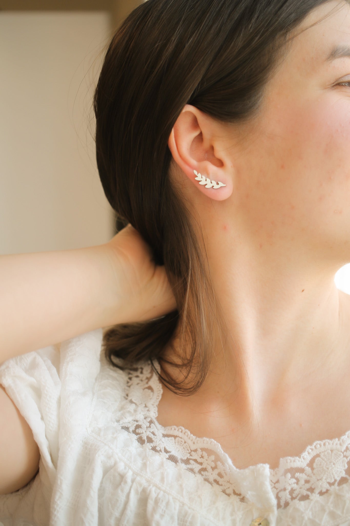 Laurel Climber Stud Earrings for Women - 14K Gold Plated Minimalist Dainty Flower Earrings - Perfect for Everyday Wear, Gift Giving & Special Occasions