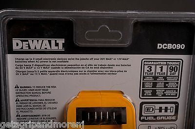 DEWALT 12V/20V Max Lithium Ion USB Charger Power Source DCB090 - Fast Charging for Power Tools & Devices - Perfect for Job Sites, Camping & Emergency Power Backup