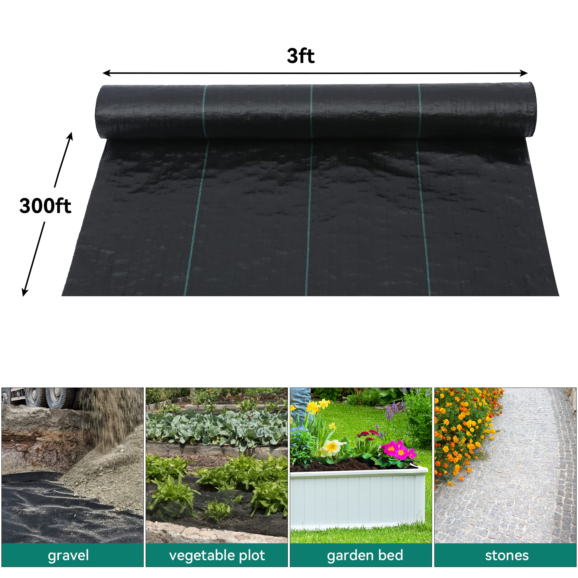 **YITAHOME 3x300FT Heavy Duty Weed Barrier Landscape Fabric - Premium 3.2oz Woven Gardening Mat for Driveway, Ground Cover & Landscaping | Durable Geotextile Fabric for Weed Control, Garden Beds & Outdoor Projects**