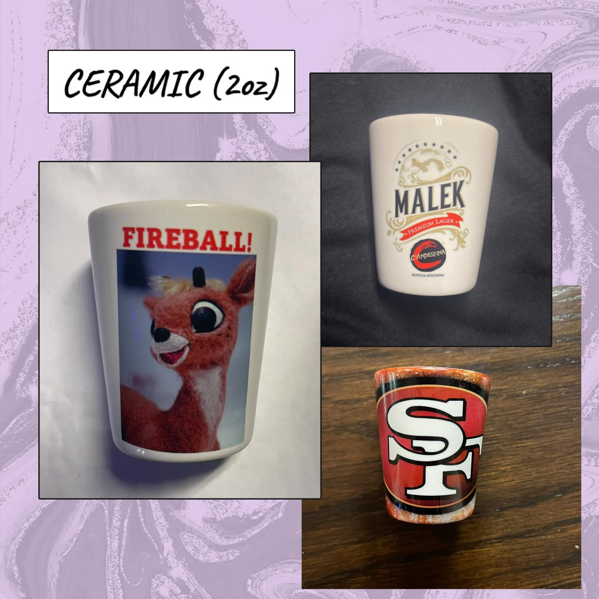 Custom Personalized Photo & Text Shot Glasses - 2oz Ceramic & 1.5oz Frosted Glass Bar Accessories for Whiskey, Tequila, Vodka - Perfect for Parties, Weddings, Bachelor/Bachelorette Events & Home Bars